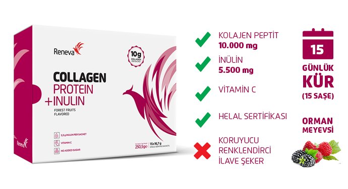 Reneva Kolajen Protein Inulin Orman Meyveleri Aromalı 15 Saşe 250,5g