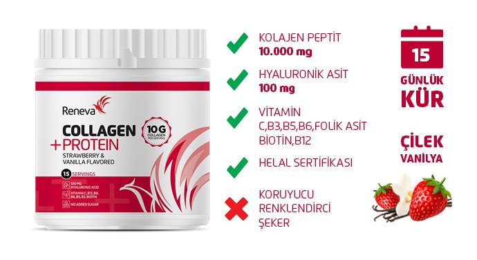 Reneva Life Kolajen Protein Çilek & Vanilya 15 Servis 200g