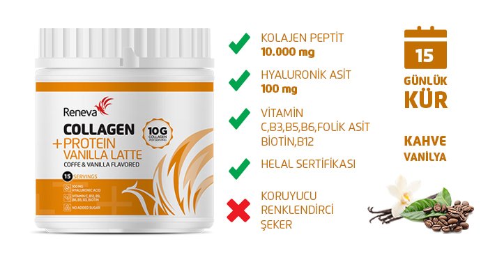 Reneva Life Kolajen Protein Vanilya Latte 15 Servis 230g