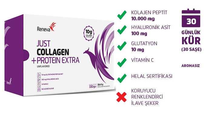 Reneva Just Kolajen + Protein Extra Aromasız 30 Saşe 330g